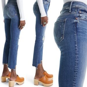 MOTHER The Insider High Waist Crop Step Chew Hem Jeans